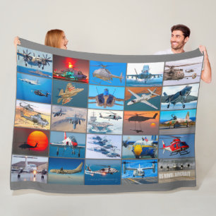 US NAVAL AIRCRAFT "MONTAGE" FLEECEDECKE