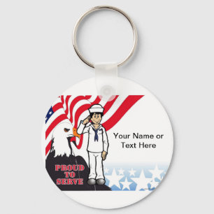 US Navy - Cartoon von Männern - PrintedPerfection. Schlüsselanhänger