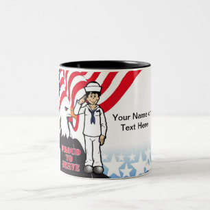 US Navy - Cartoon von Männern - PrintedPerfection. Zweifarbige Tasse