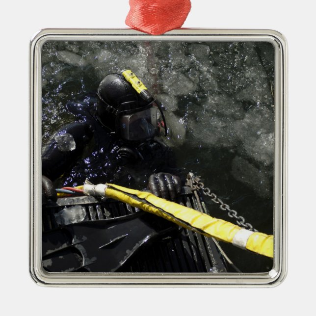 US Navy Diver startet seinen Tauchgang Silbernes Ornament (Vorne)