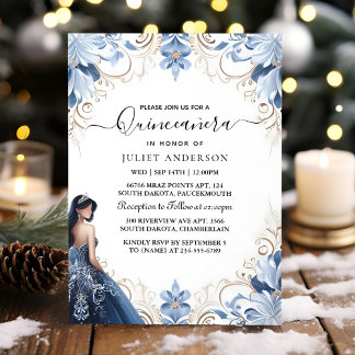 Us Ombre Elfenbein Ice Sky Gold Royal Blue Quincea Einladung