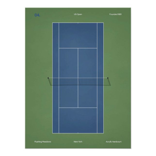 US Open Tennisplatz-Illustration Poster (Vorderseite)