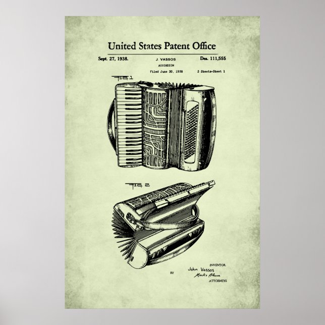 US-Patent - Akkordeon Poster (Vorne)