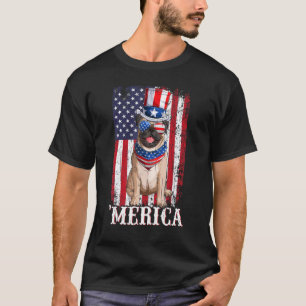 US Patriotic American Flag Beige Mops Dog 4. T-Shirt