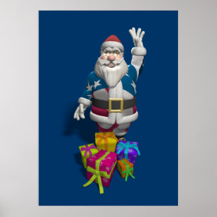 US Patriotic Santa Claus Poster