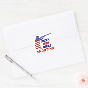 US-Patriotisches Schießsport mit Gewehr Quadratischer Aufkleber