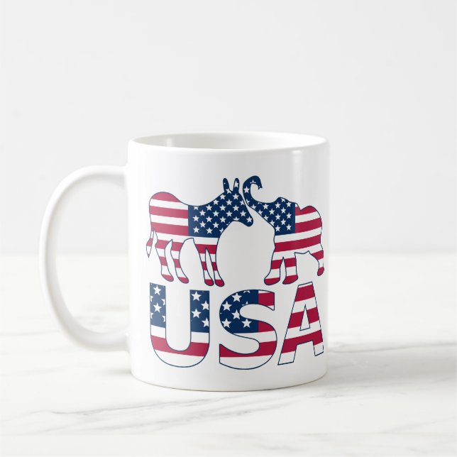 US-Politik Demokratische Republikaner Donkey Eleph Kaffeetasse (Links)