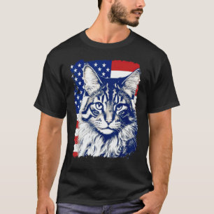 US-Pop-Art-Maine-Coon-Katze Vereinigte Staaten von T-Shirt