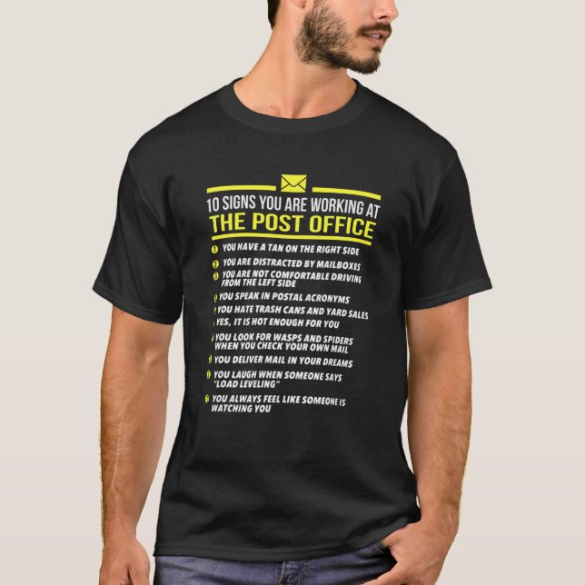 US Postdienst T -10 Zeichen Sie arbeiten bei Po T-Shirt (Vorderseite)