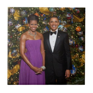 US-Präsident Barack Obama auf Weihnachtskarte Fliese