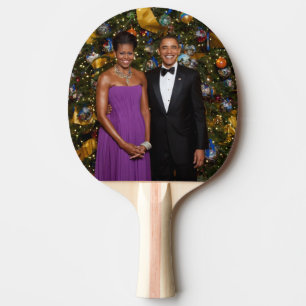 US-Präsident Barack Obama auf Weihnachtskarte Tischtennis Schläger