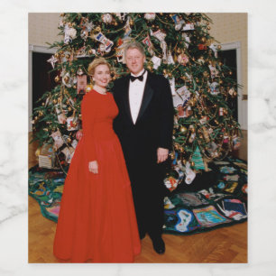 US-Präsident Bill Clinton Weihnachtskarte Weinetikett