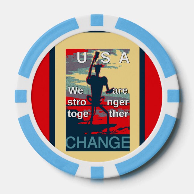 US-Präsident Hillary Baby Blue Striping Edge Pokerchips (Vorderseite)