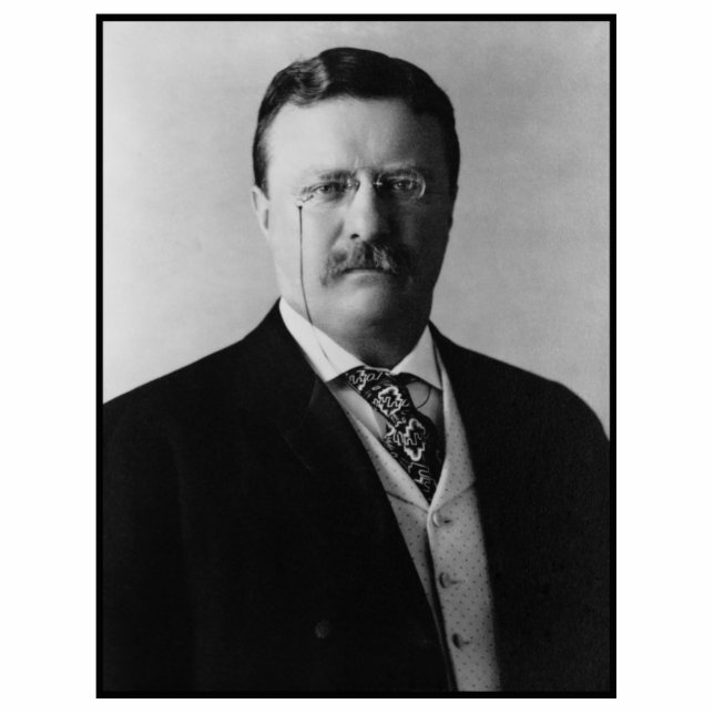 US-Präsident Theodore Teddy Roosevelt Portrait Fotoskulptur Ornament (Vorne)