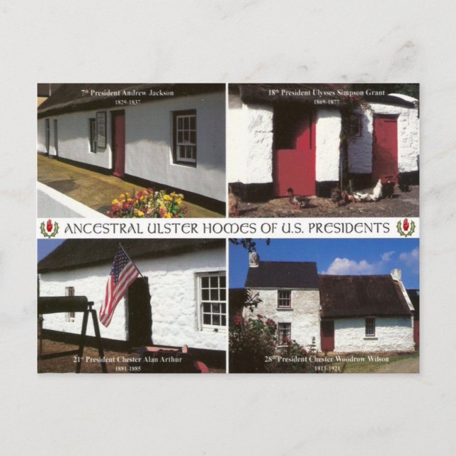 US Presidential homesteads in Ulster Postkarte (Vorderseite)