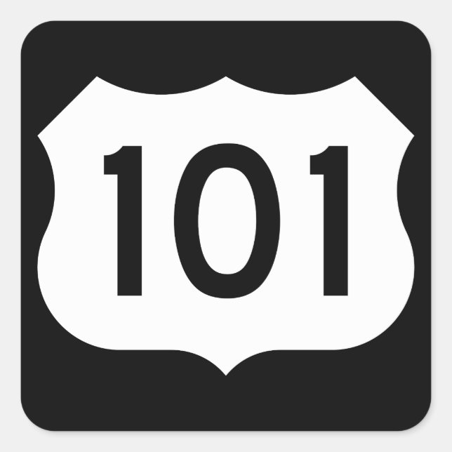 US-Route 101 Unterschrift Quadratischer Aufkleber (Vorderseite)