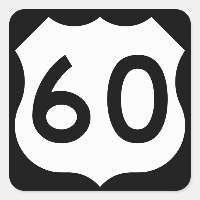 US Route 60 Unterschrift Quadratischer Aufkleber (Vorderseite)