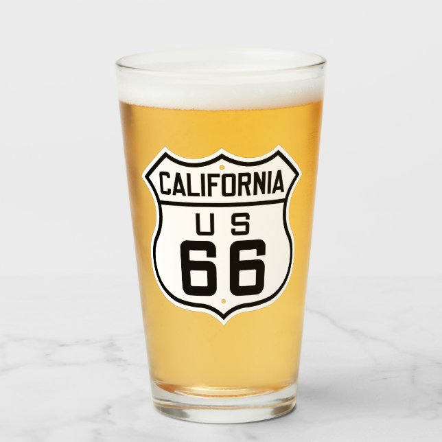 US Route 66 Pint Trinkglas Glas (Vorne (Gefüllt))