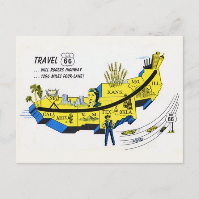 US-Route 66 Reise Postkarte  (Vorderseite)