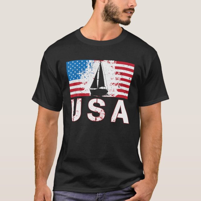 US Sailing team Amerikanisch Flagge US Sailboat T-Shirt (Vorderseite)