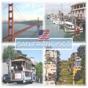 US San Francisco - Golden Gate Bridge - Cable Car. Aufkleber