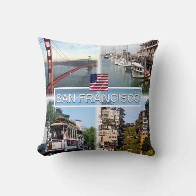 US San Francisco - Golden Gate Bridge - Cable Car. Kissen (Vorderseite)