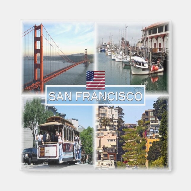US San Francisco - Golden Gate Bridge - Cable Car. Magnet (Vorne)