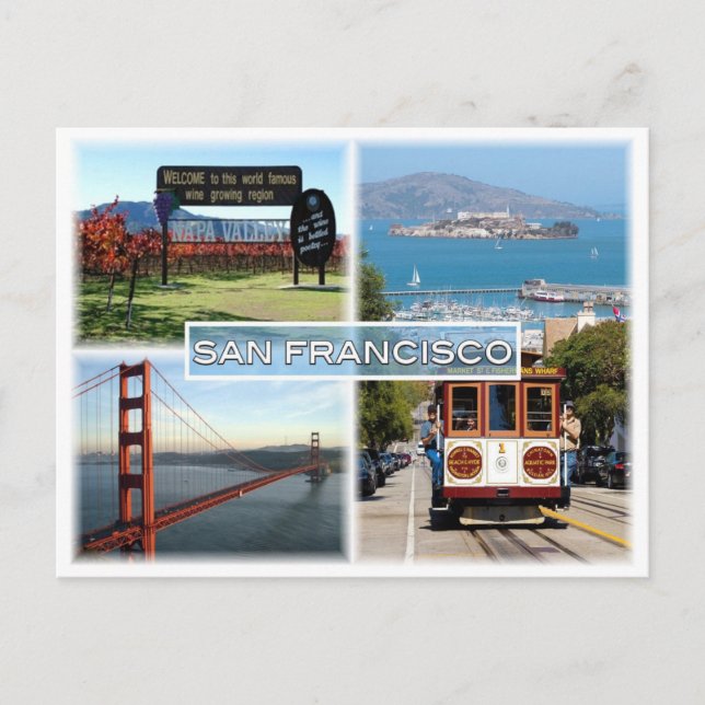 US San Francisco - Napa Valley Golden Gate Bridge Postkarte (Vorderseite)