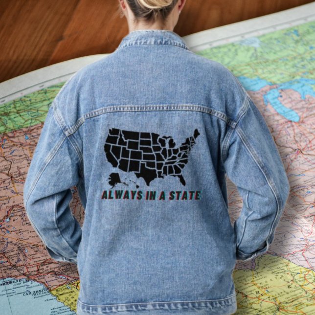 US-Staat-Karte immer in einem Staat-Zitat Blue Jeansjacke (Von Creator hochgeladen)