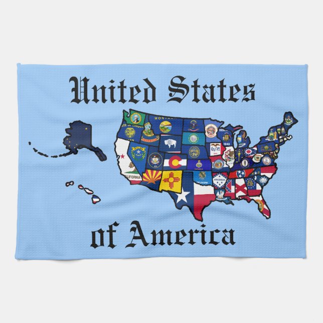 US-Staat kennzeichnet Karte Küchentuch (Horizontal)
