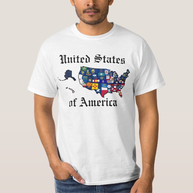 US-Staat kennzeichnet Karte T-Shirt (Vorderseite)