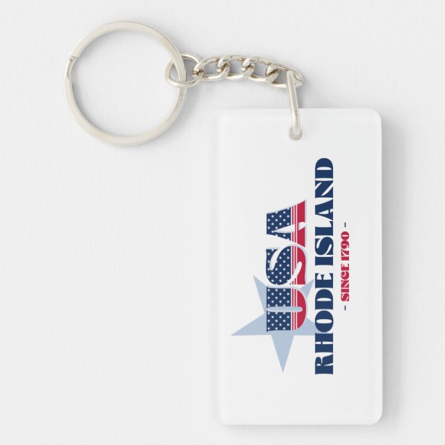US-Staat Rhode Island Monogram Acrylic Schlüsselan Schlüsselanhänger (Vorderseite)