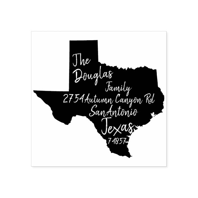 US-Staat Texas Map Rücksendeadresse Holzkunst Gummistempel (Prägung)