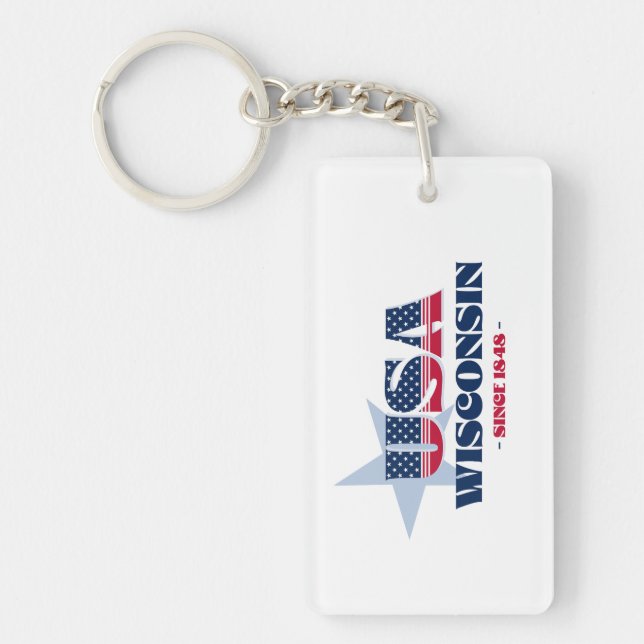 US-Staat Wisconsin Monogram Acrylic Schlüsselanhän Schlüsselanhänger (Vorderseite)