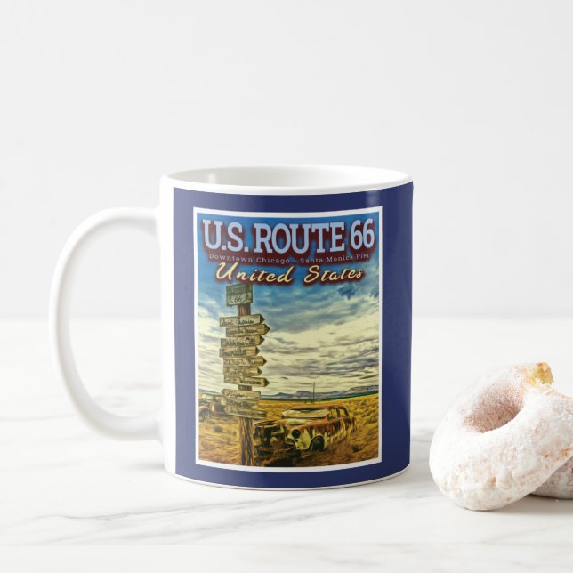 US-STRASSE 66 - DIE BEKANNTESTEN STRASSEN IN DEN U KAFFEETASSE (Mit Donut)