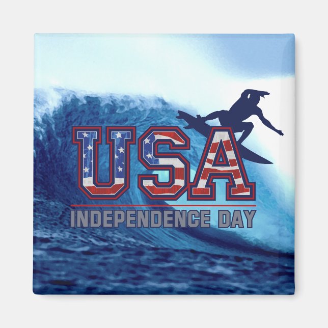 US Surfer Independence Day Magnete Magnet (Vorne)