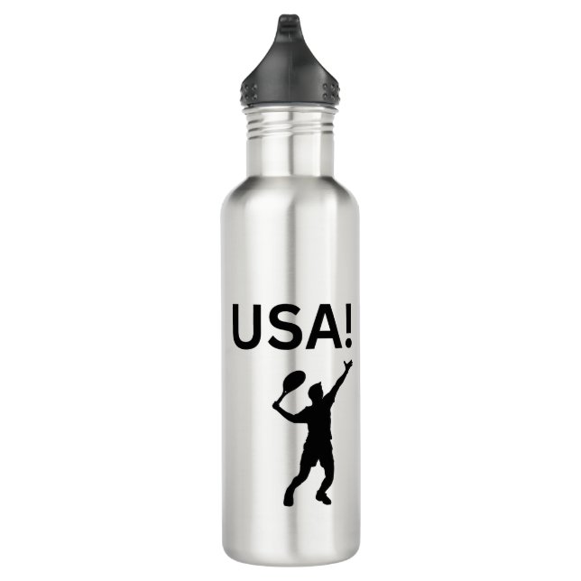 US-Tennisspieler mit Punkt als Ball Edelstahlflasche (Rechts)