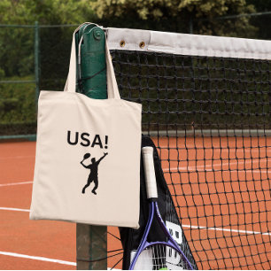 US-Tennisspieler mit Punkt als Ball Tragetasche