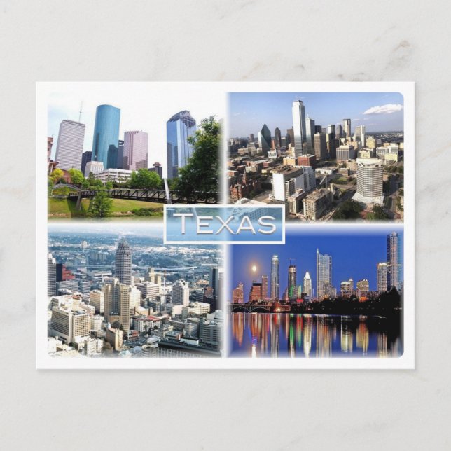 US Texas - Downtown Houston - Downtown Dallas - Postkarte (Vorderseite)