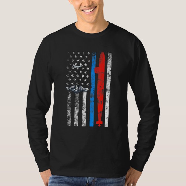 US-U-Boot Silent Service Veteran American Flag T-Shirt (Vorderseite)