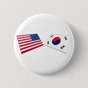 US- u. Südkorea-Flaggen Button