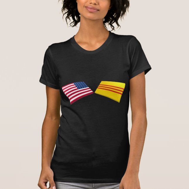 US- u. Vietnam-Flaggen (Südvietnam) T-Shirt (Vorderseite)
