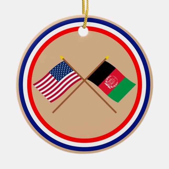 US und Afghanistan gekreuzte Flaggen Keramik Ornament (Vorne)