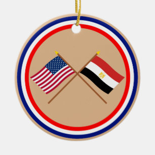 US und Ägypten gekreuzte Flaggen Keramikornament