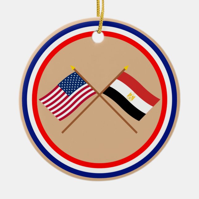 US und Ägypten gekreuzte Flaggen Keramikornament (Vorne)