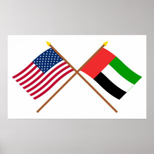 US und Arabische Emirate gekreuzte Flaggen Poster