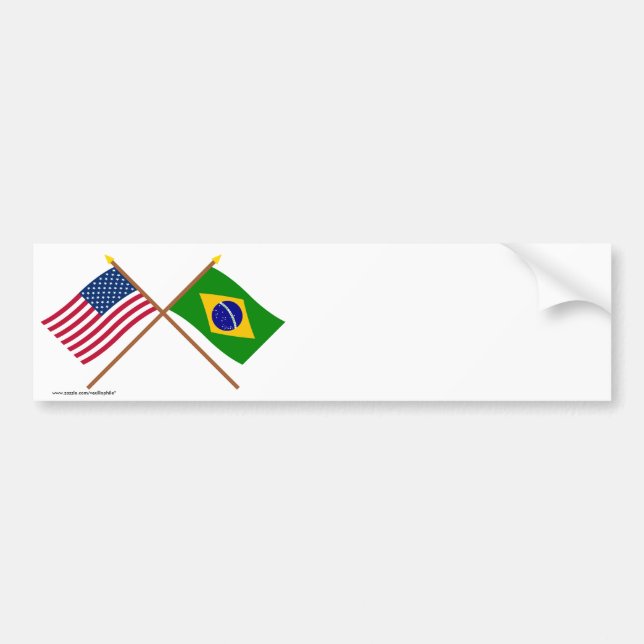 US und Brasilien gekreuzte Flaggen Autoaufkleber (Vorne)