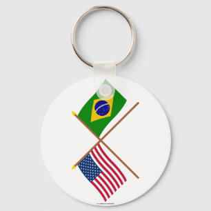 US und Brasilien gekreuzte Flaggen Schlüsselanhänger