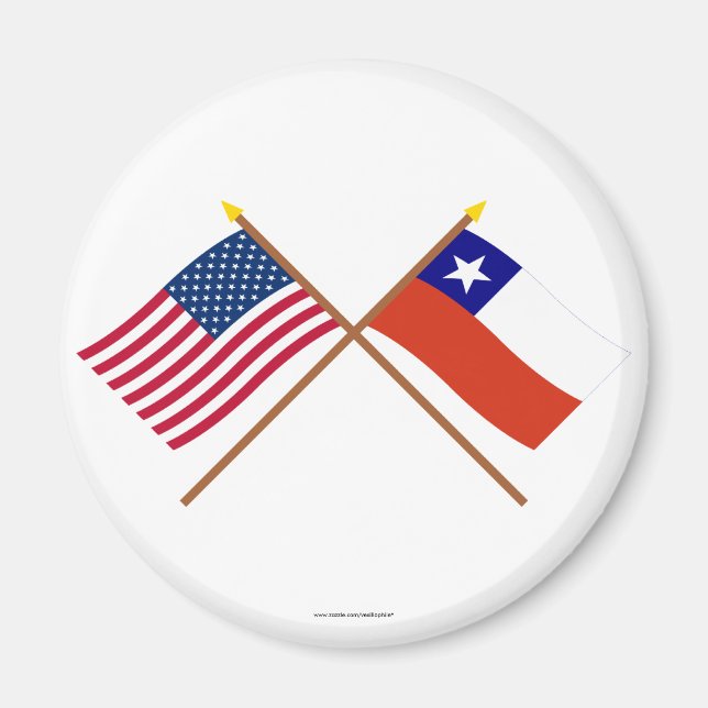 US- und Chile-Grenzflaggen Magnet (Vorne)