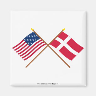 US und Dänemark gekreuzte Flaggen Magnet